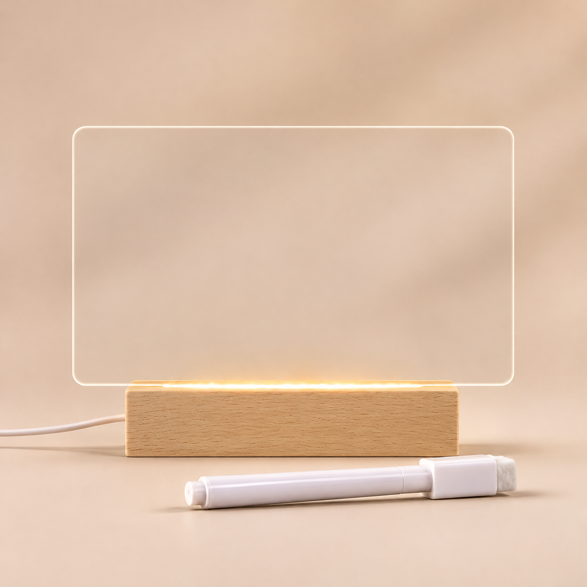 Anteckningstavla med LED-ljus och USB – genomskinlig akryl