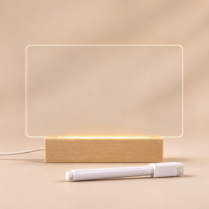 Anteckningstavla med LED-ljus och USB – genomskinlig akryl