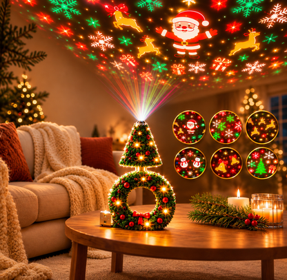 Julgransprojektor med USB – LED-projektor med julmotiv