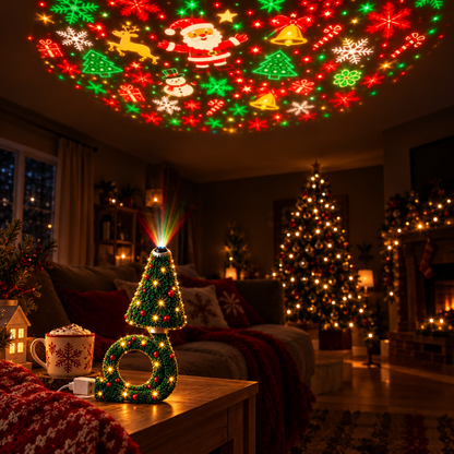 Julgransprojektor med USB – LED-projektor med julmotiv